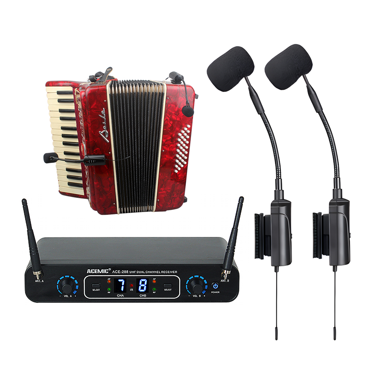 ACE-288/AT-5 Wireless Accordion Microphone for Stage